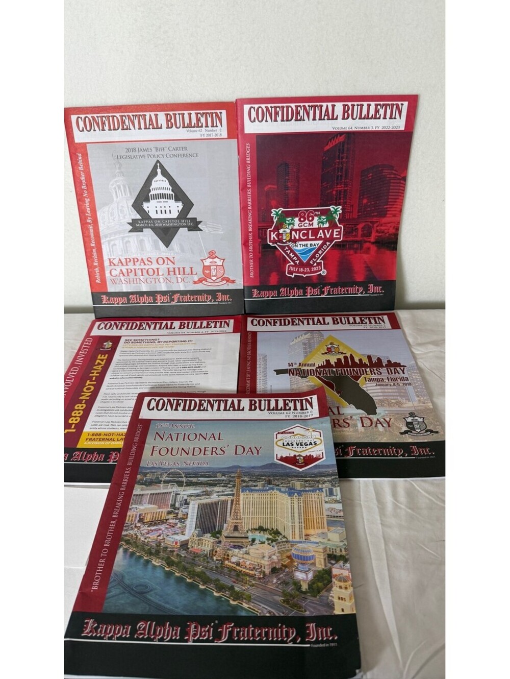 Lot of 5 Kappa Alpha Psi Confidential Bulletins S-15 Fraternity Memorabilia